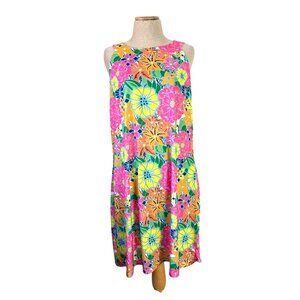 Jean-Pierre Klifa Women's Sz XL Sleeveless Floral Print Shift Multicolor Casual